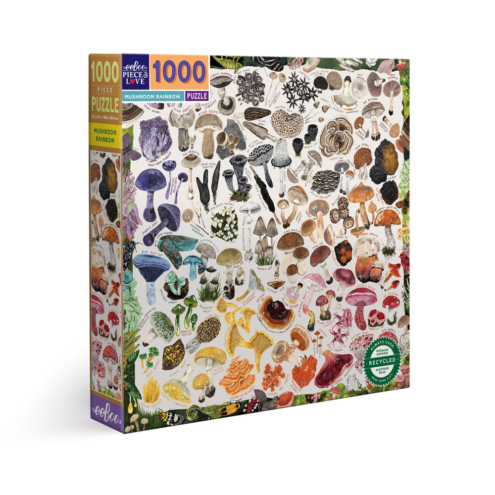 Image of eeBoo Mushroom Rainbow Square Jigsaw Puzzle - 1000 Pieces