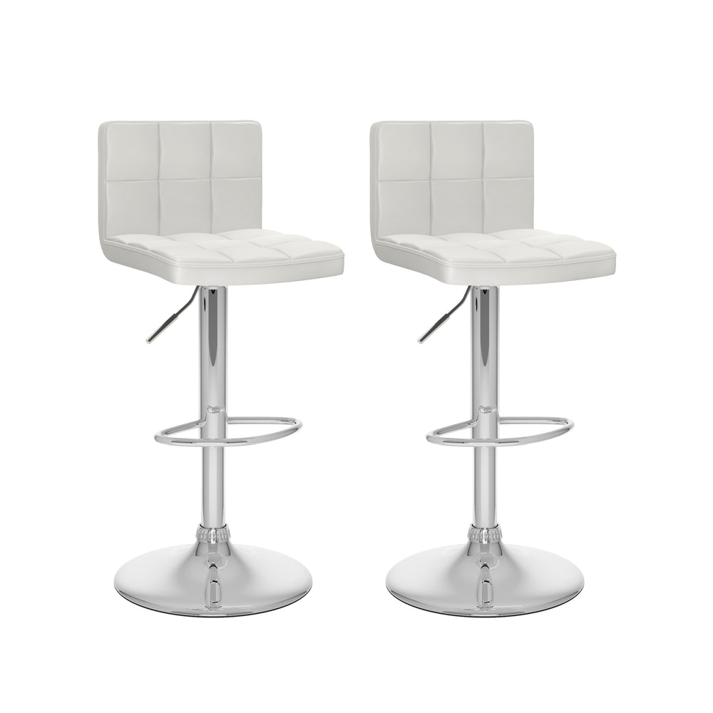 Image of CorLiving High-Back Adjustable Bar Stools, White Leatherette, 2 per Set