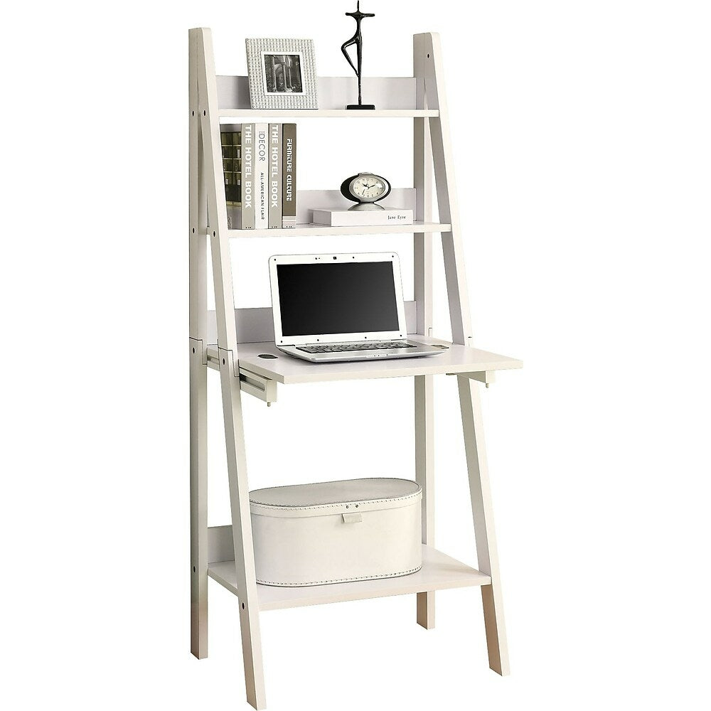 Image of Monarch Specialties - 7040 Computer Desk - Home Office - Laptop - Leaning - Storage Drawers - 61"H - Work - Laminate - White