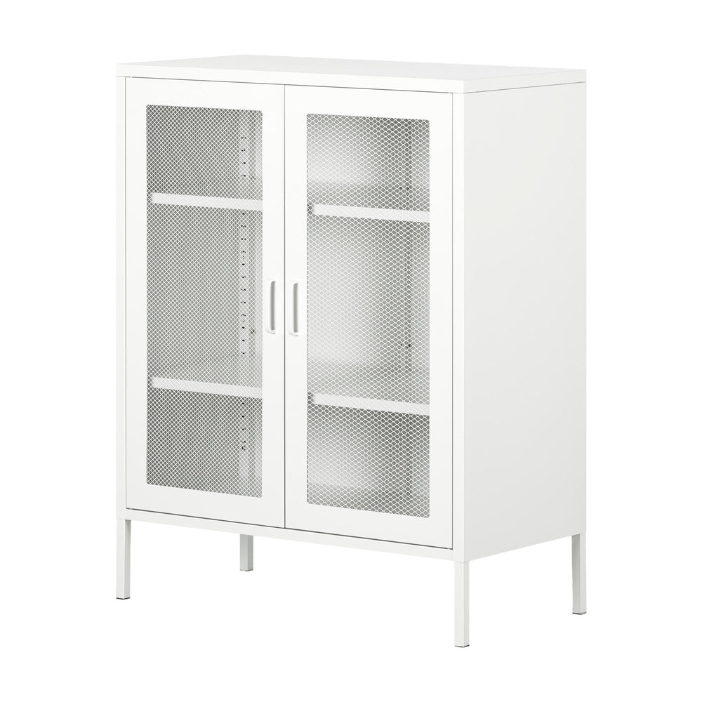 Image of South Shore Crea Metal Mesh 2-Door Accent Cabinet - White