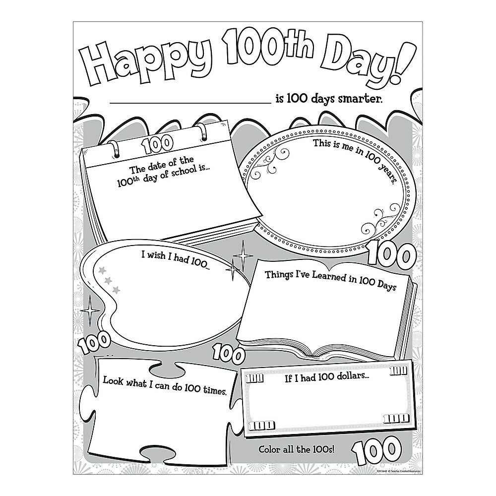 Image of Teacher Created Resources Happy 100th Day Poster Pack, 32 Pack