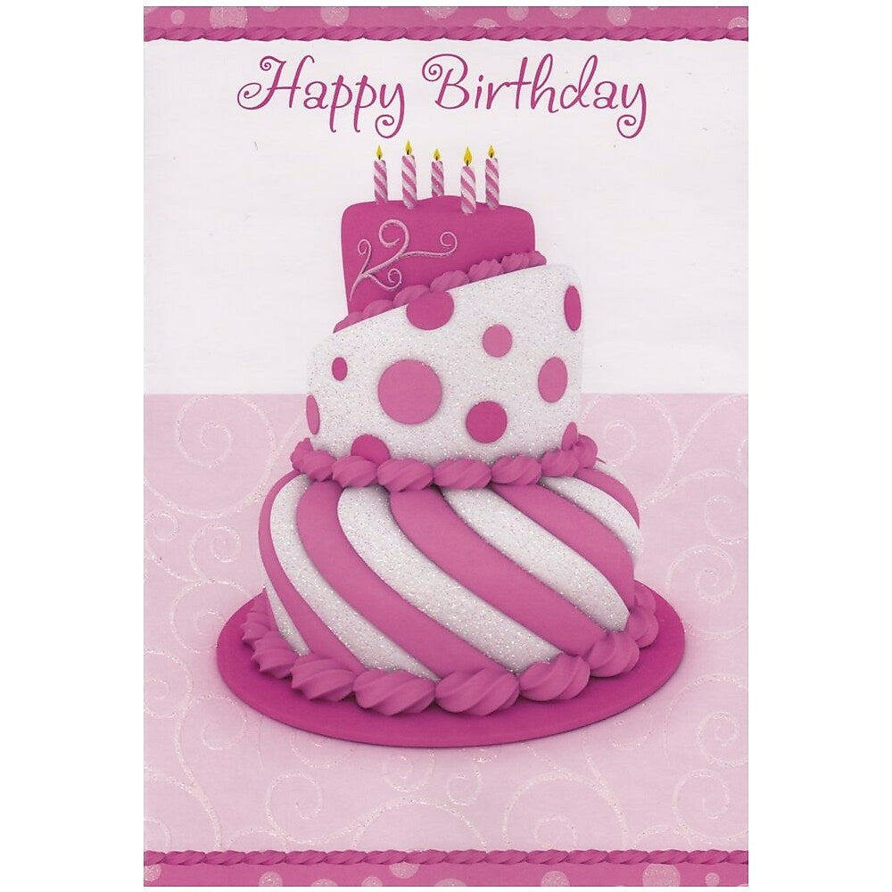 Cartes De Souhaits Joyeux Anniversaire Gateau Rose 18 Pqt Bureauengros Com