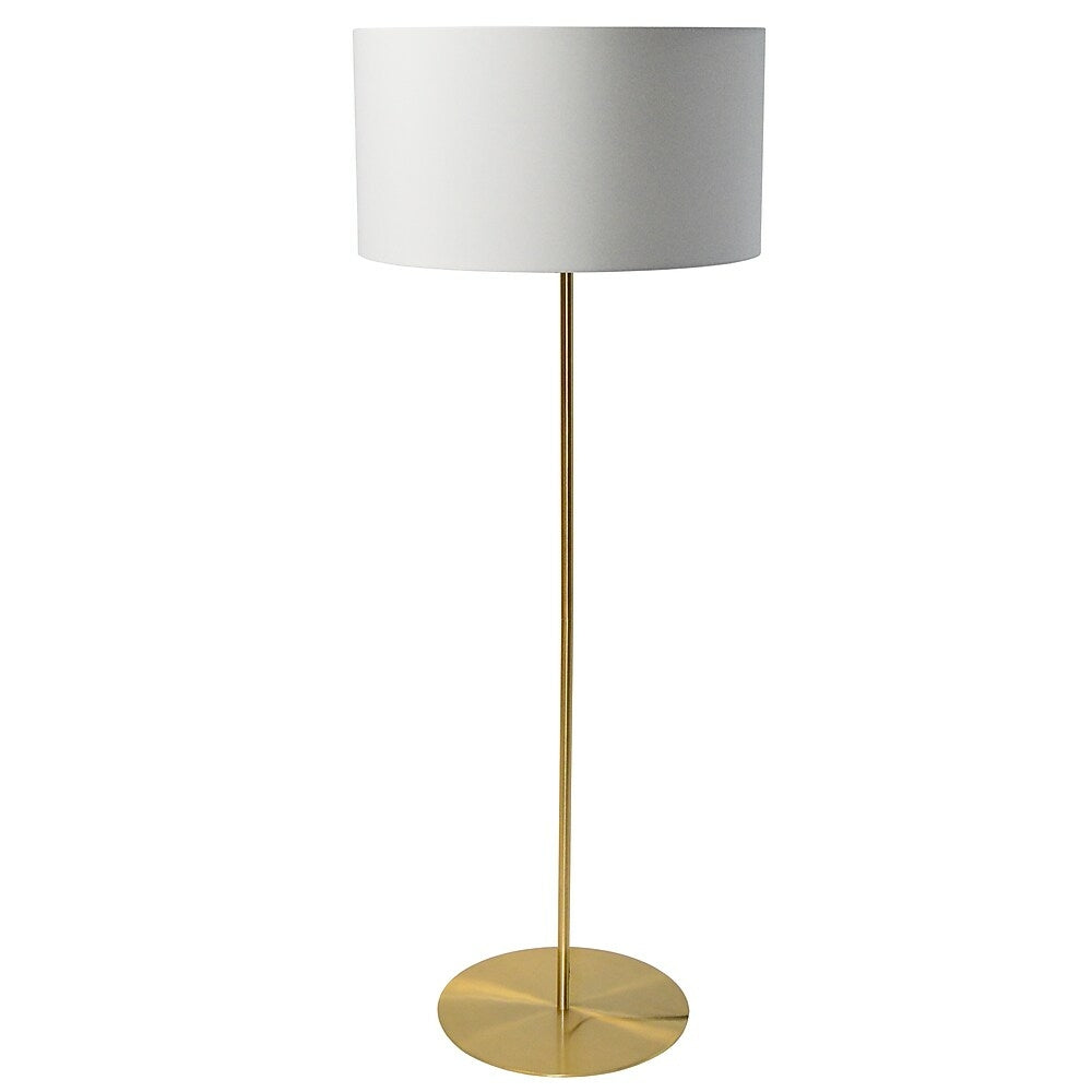 Image of Dainolite 1LT Drum Floor Lamp With White Shade Aged Brass