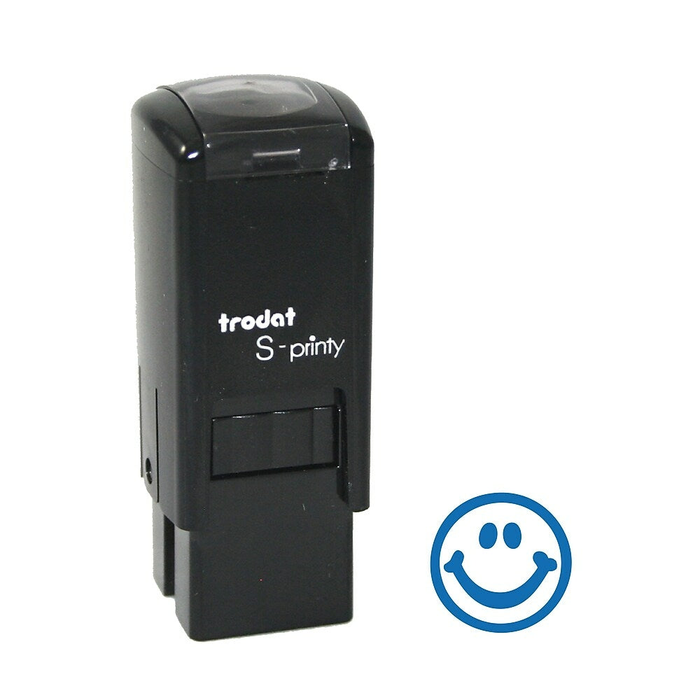 Image of Trodat S-Printy "Happy Face Impression" Blue Ink Self-Inking Mini Stamp 4921