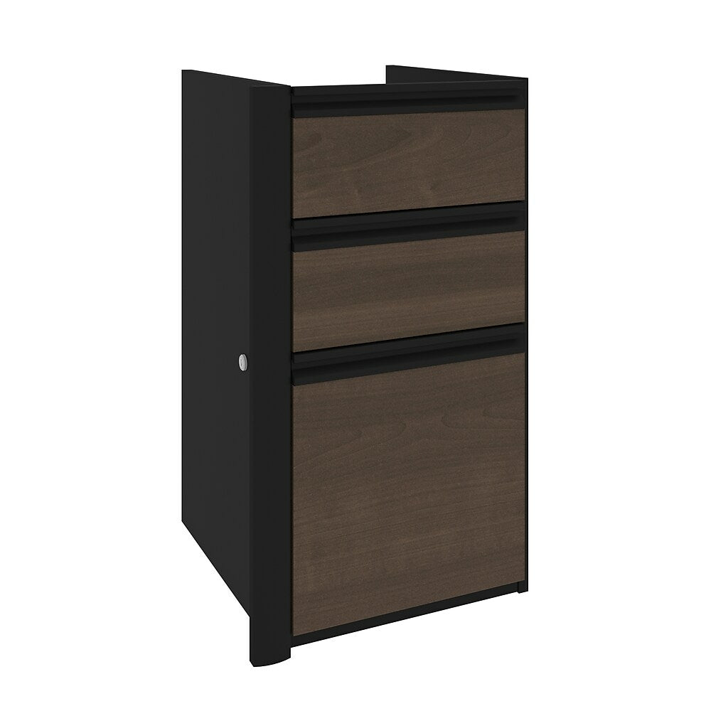 Image of Bestar Connexion Add-On Pedestal with 3 Drawers, Antigua & Black