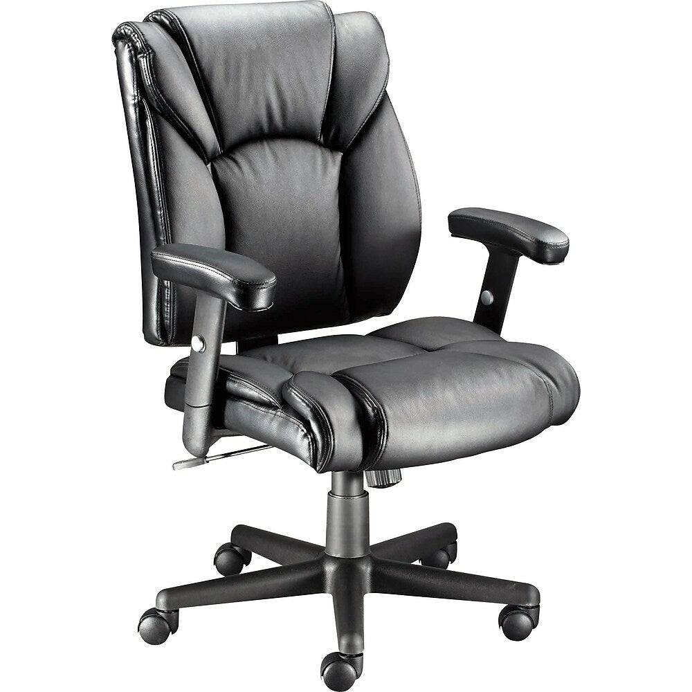 Image of Staples Luxura Faux Leather Task Chair with Arms, Black