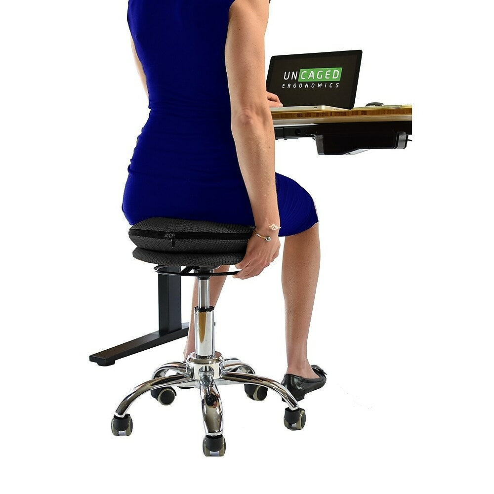 Image of Uncaged Ergonomics WOBBLE STOOL AIR (WSA-B) Rolling Adjustable Height, Sitting Balance Chair for Office, Black