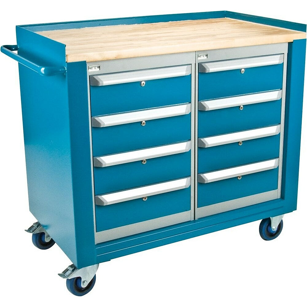 Image of Kleton Industrial Duty Mobile Service Benches, Wood Surface (ML328), Blue