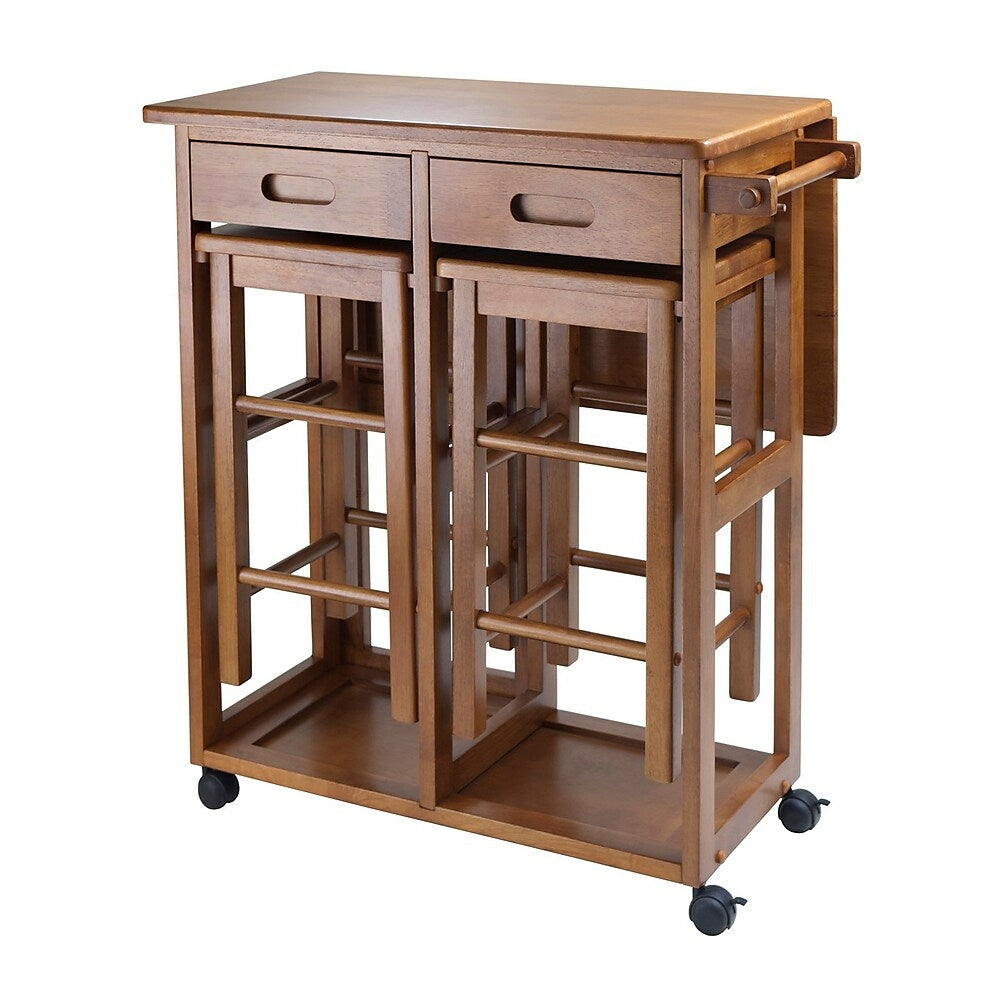 Image of Winsome Space Saver with 2 Stools, Square, Teak