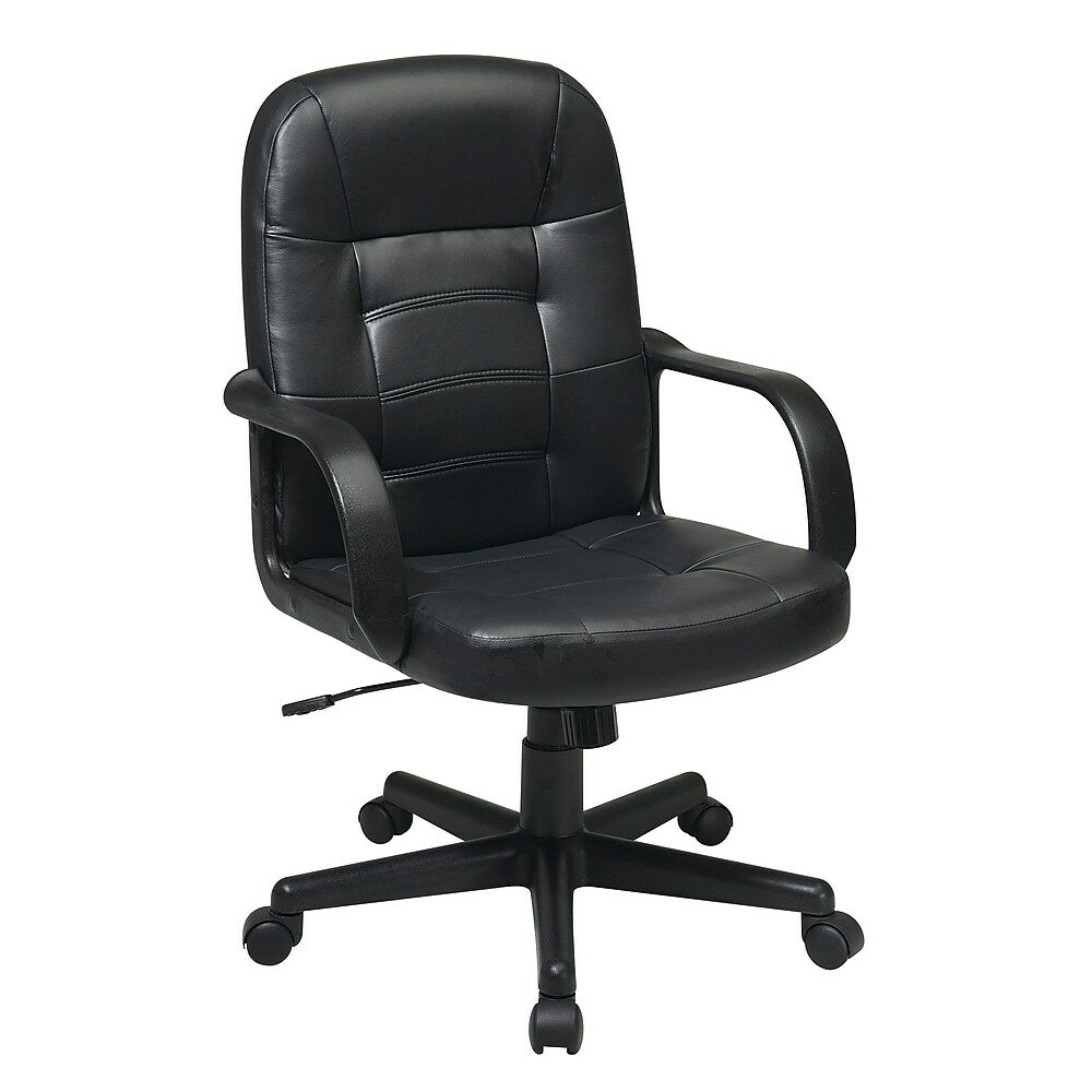 Image of Office Star Work Smart Mid Back Bonded Leather Managers Chair, Black