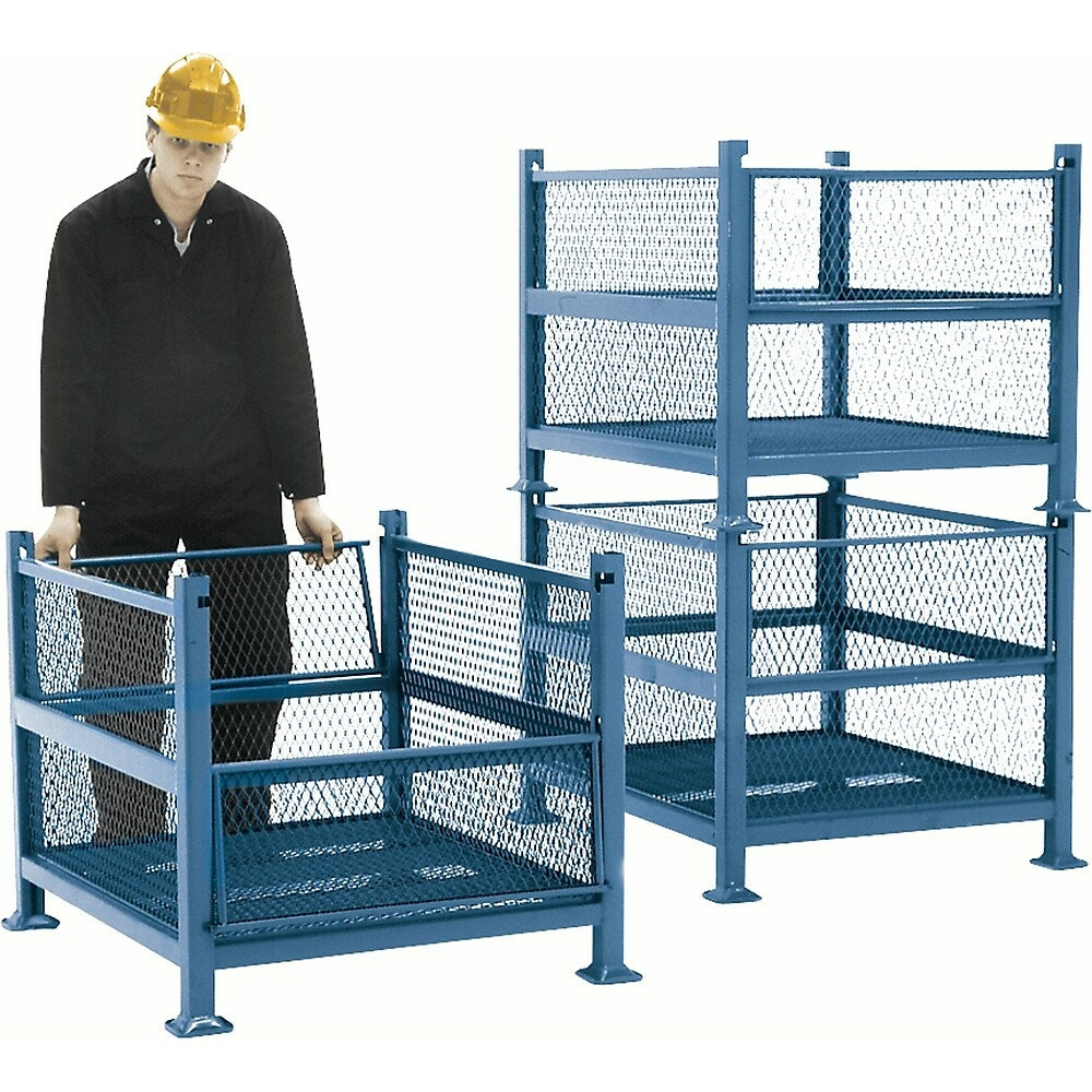 Image of M & P Tool Products, Open Mesh Containers, 2 Drop Gates, 2500 Lbs. Capacity, 34.5" W x 40.5" D x 32.25" H