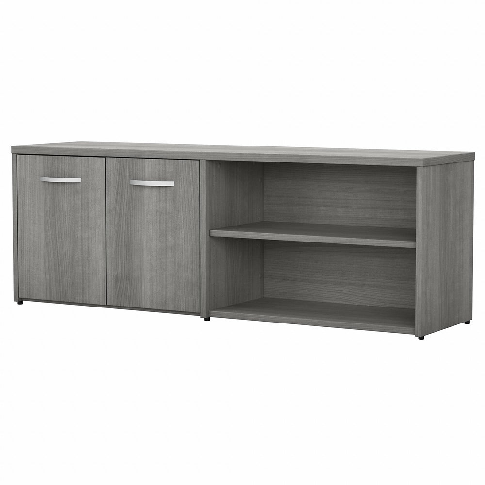 Image of Bush Business Furniture Studio C Low Storage Cabinet with Doors and Shelves - Platinum Gray, Black