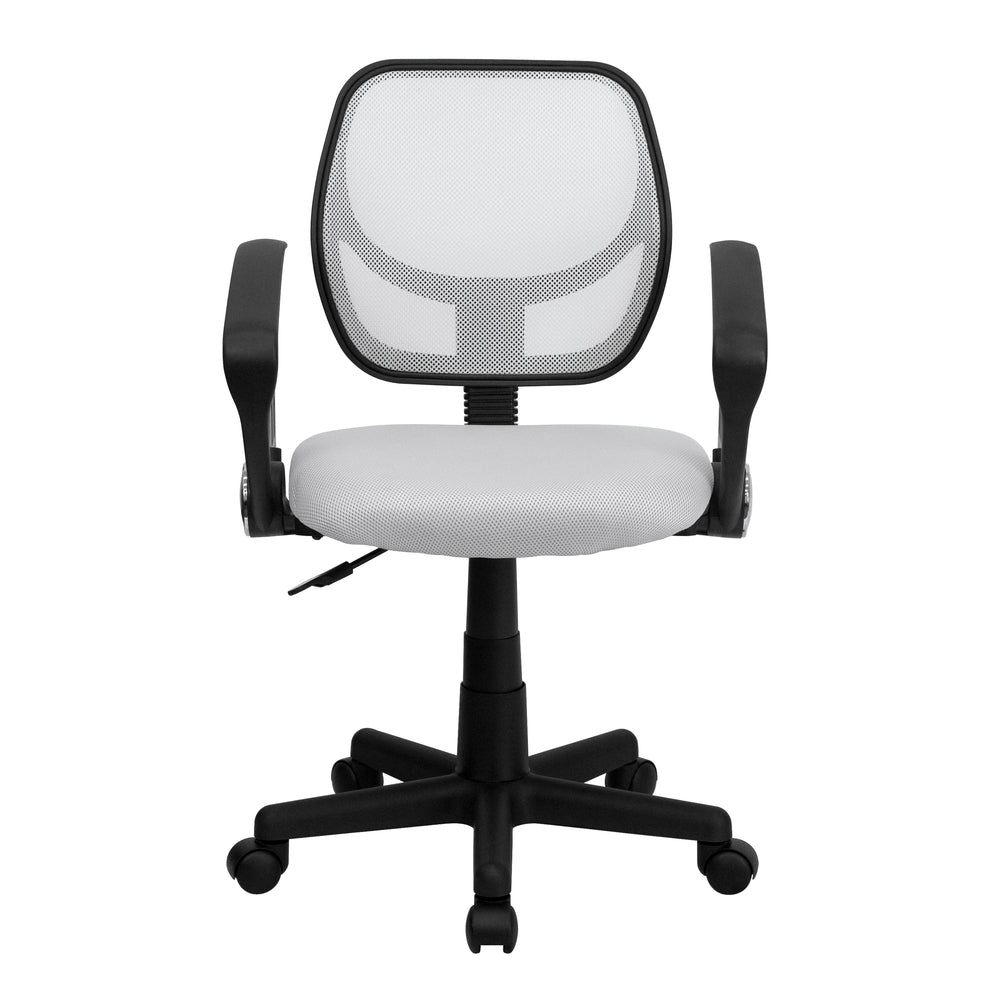 Image of Flash Furniture Mid-Back Mesh Swivel Task Chair with Armss - White