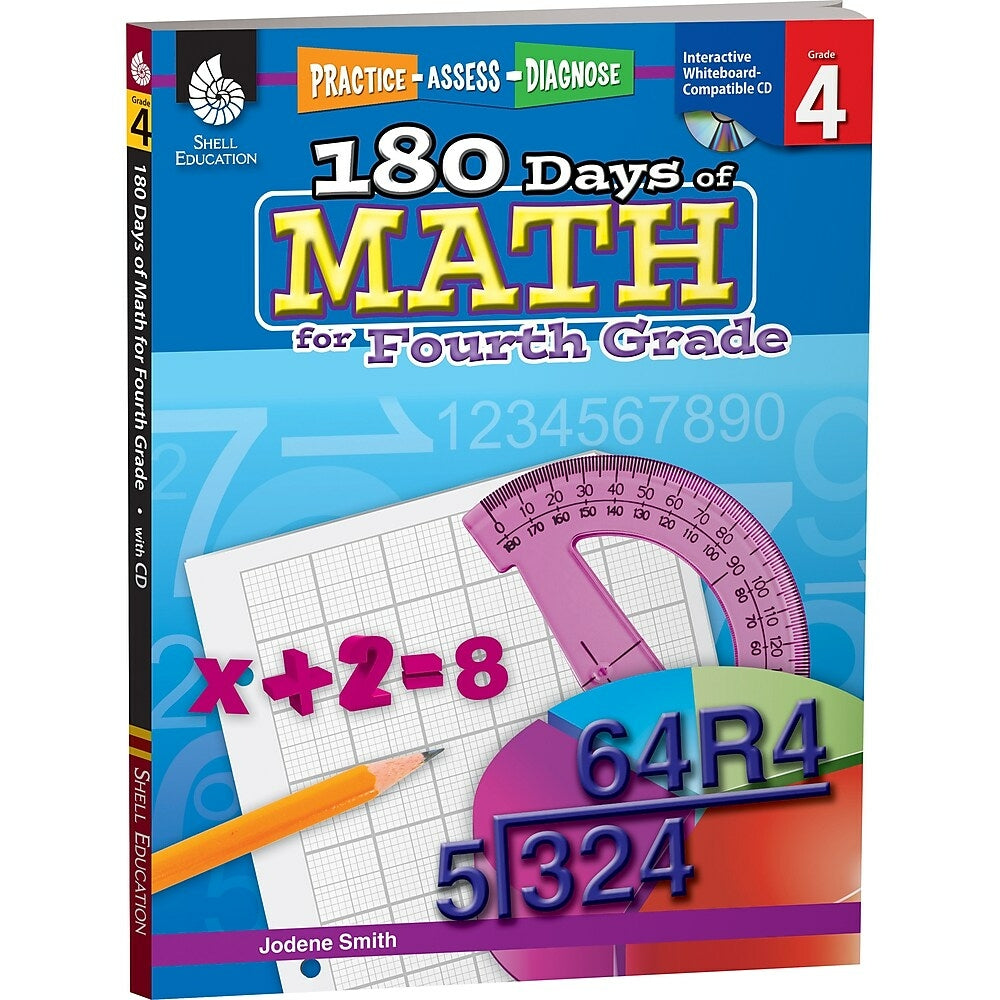 Image of Shell Education Practice, Assess, Diagnose (SEP50807) : 180 Days Of Math Book - Grade 4