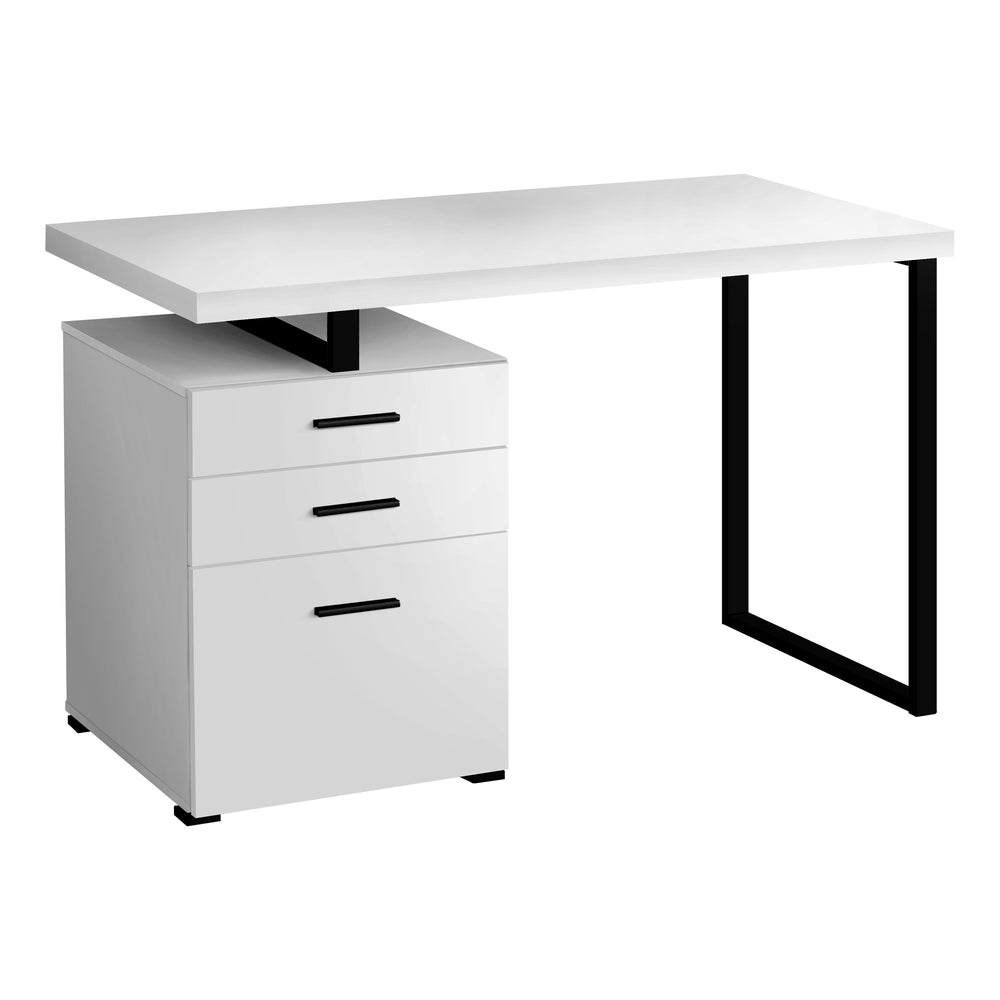 white desk with drawers on the right side