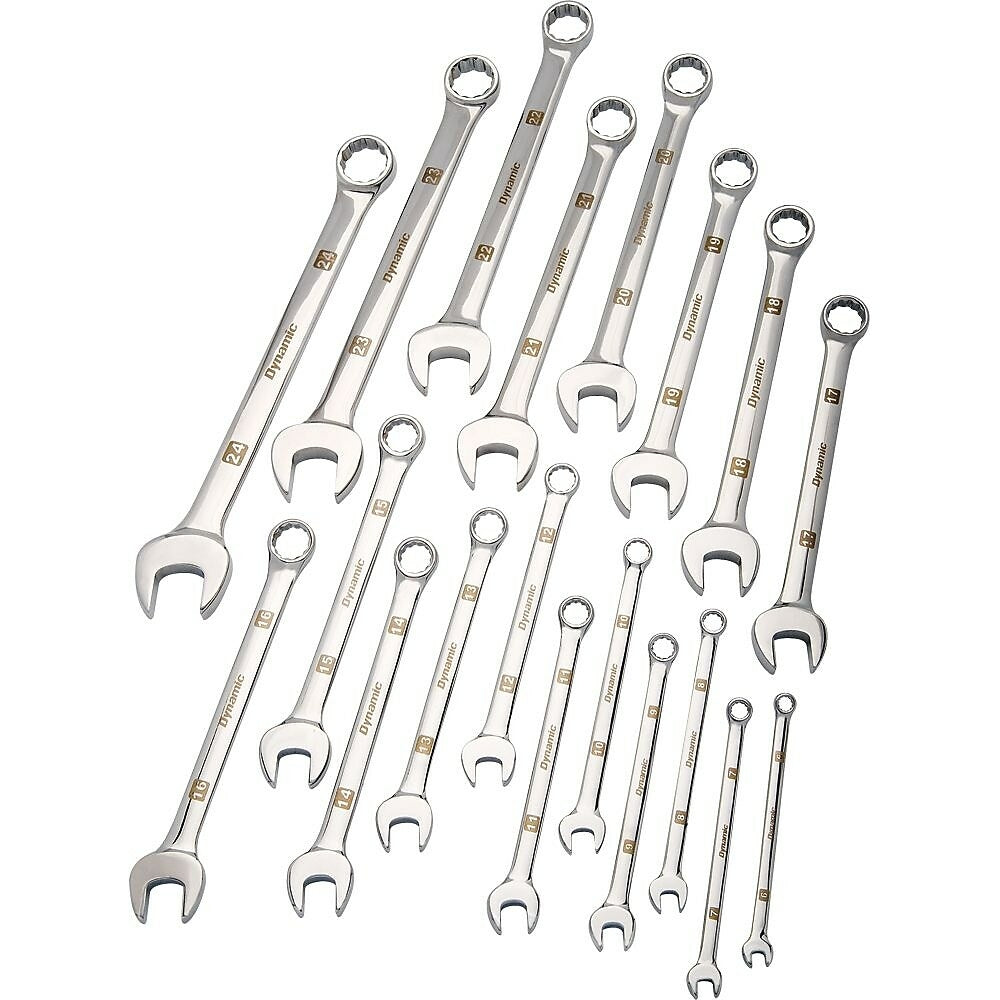 Image of Dynamic Tools 19 Piece Metric Combination Wrench Set, Mirror Chrome Finish, 6mm - 24mm
