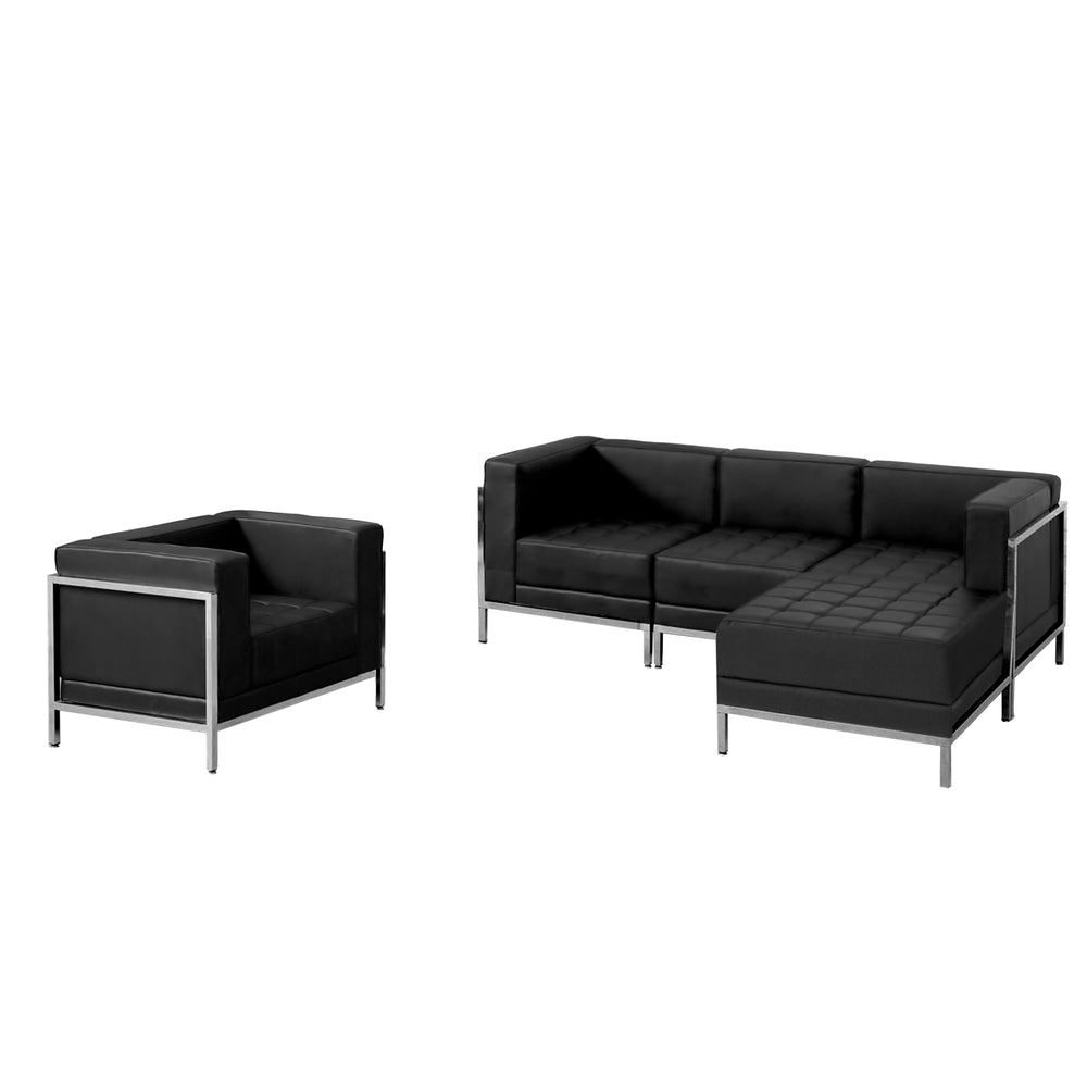 Image of Flash Furniture Hercules Imagination Series Leather Sectional and Chair, 5 Pieces, Black (ZBIMAGSET12)