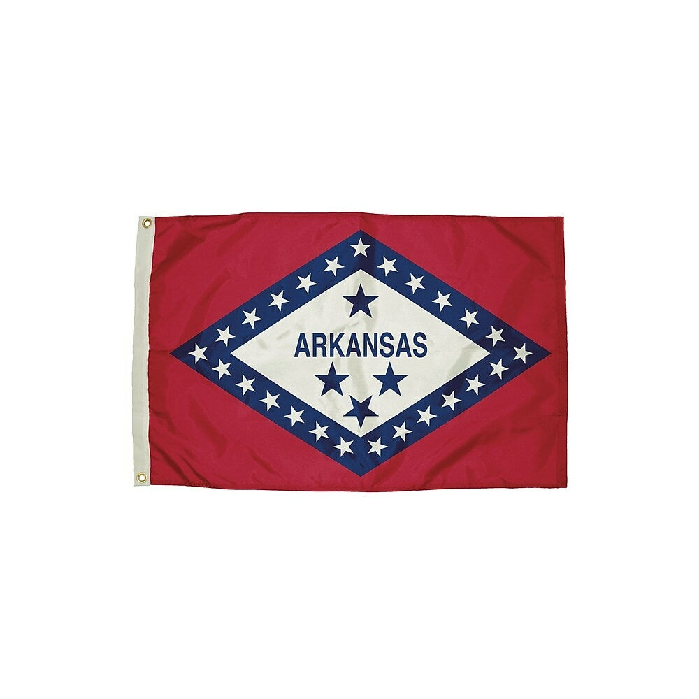 Image of Flagzone Arkansas Flag with Heading And Grommets, 3' x 5' (FZ-2032051)