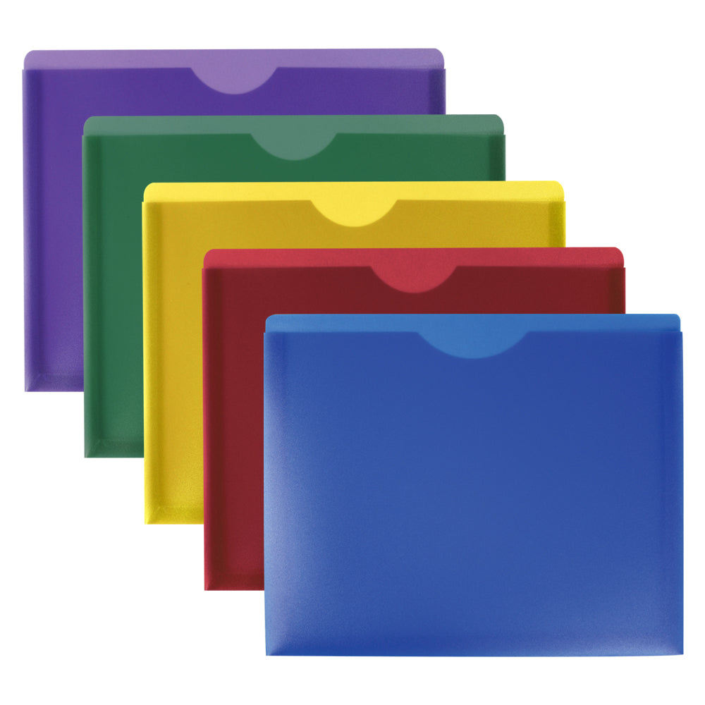 Image of Staples Poly Vertical Filing Jackets - Letter Size - Assorted Colours - 5 Pack