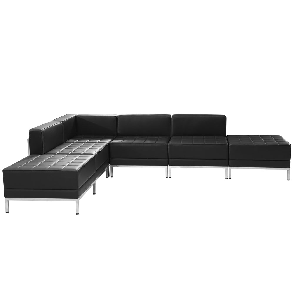 Image of Flash Furniture Hercules Imagination Series Black Leather Sectional Configuration, 6 Pieces (ZBIMAGSECTSET8)