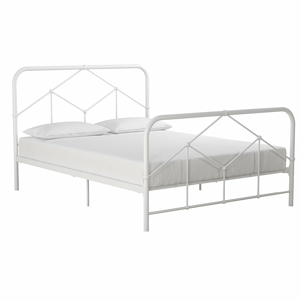 Image of Novogratz Francis Farmhouse Metal Bed, Queen Bed Frame, White