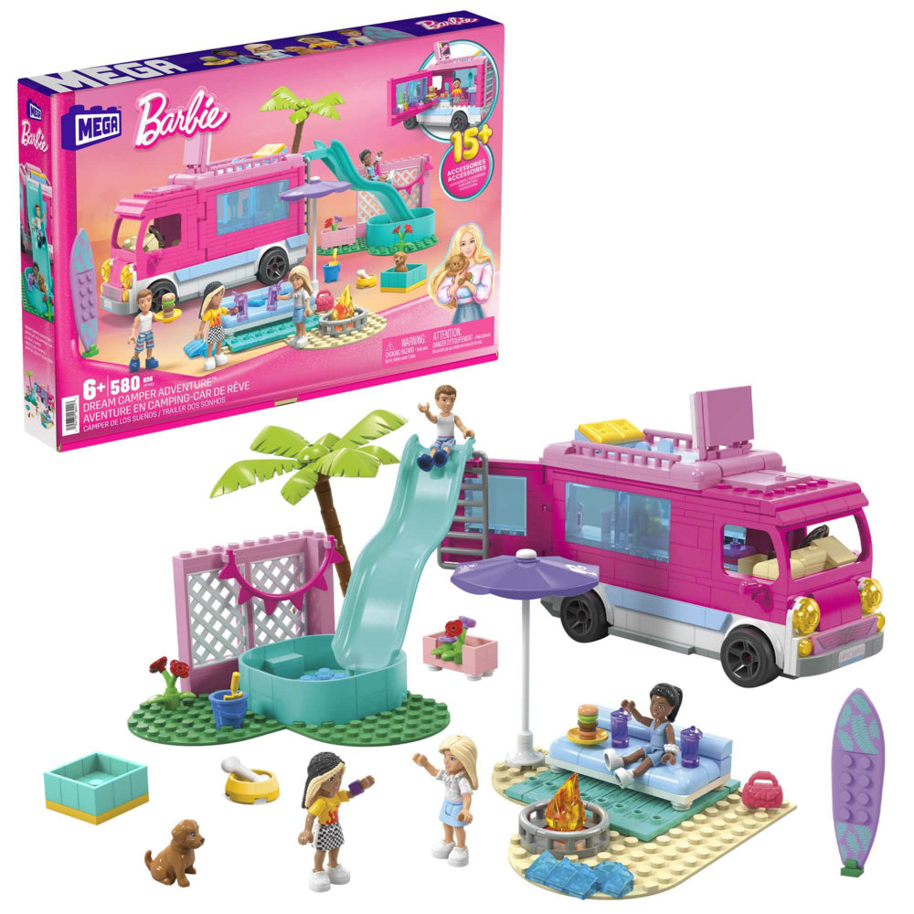 Image of MEGA Barbie Dream Camper Adventure Building Playset - 580 Pieces
