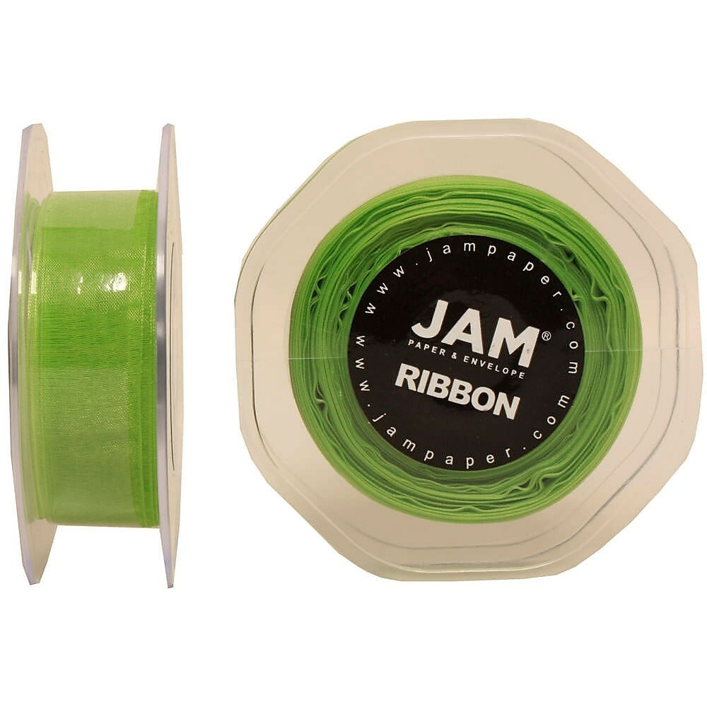 Image of JAM Paper Sheer Organza Ribbon, .88 Inch Wide x 25 Yards, Apple Green, 2 Pack (807SHappgr25g)