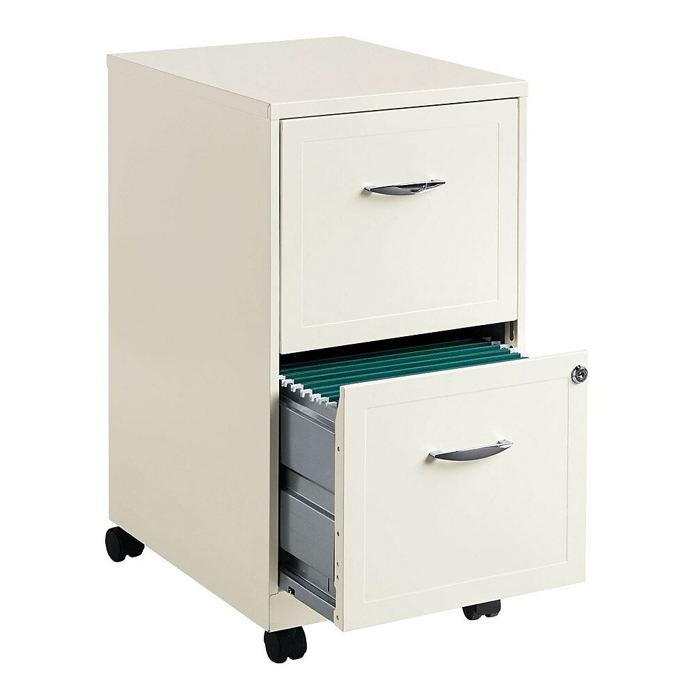 Image of Hirsh Industries Space Solutions 18" Deep Vertical File Cabinet with Casters, 2-Drawer, Pearl White
