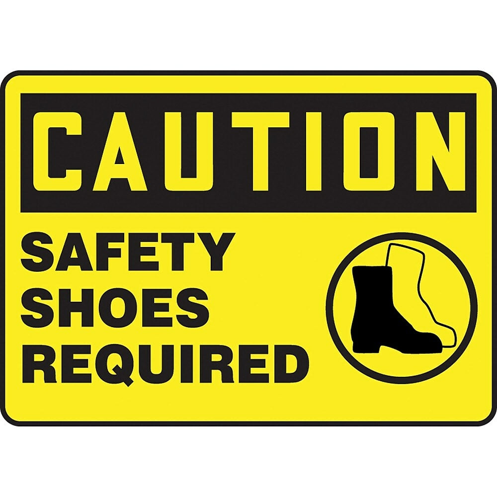 Image of Safety Signs and Identification, Caution; Safety Shoes Required, SBA116, Yellow
