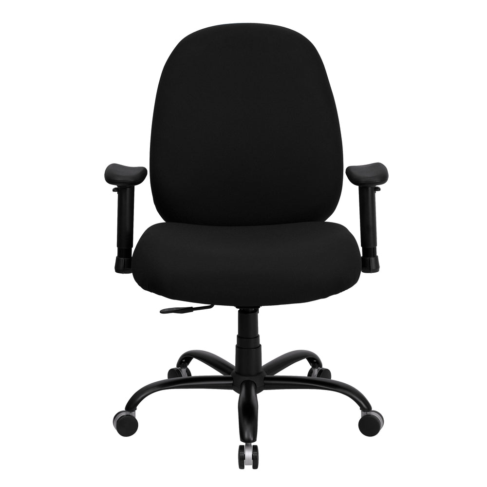 Image of Flash Furniture HERCULES Series Big & Tall Black Fabric Executive Ergonomic Office Chair with Adjustable Back & Arms