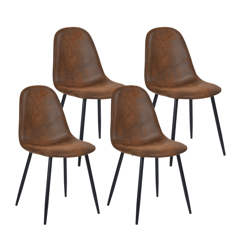 Image of FurnitureR Dining Side Chair - Suede Vintage - 4 Pack, Brown