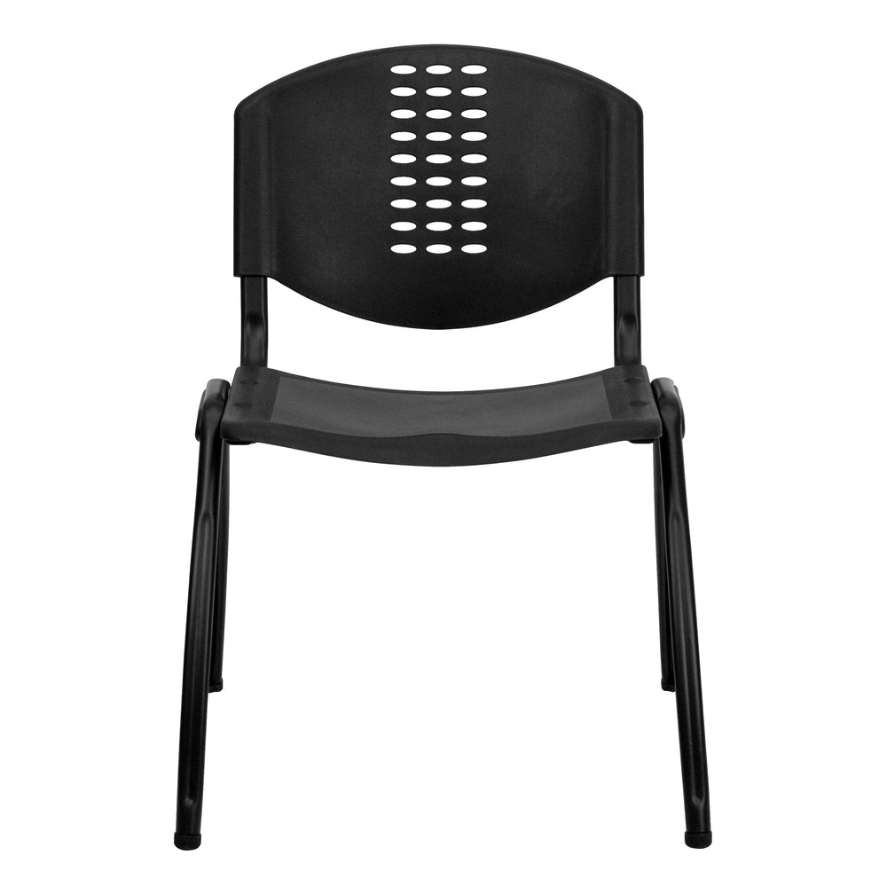 Image of Flash Furniture HERCULES Series Black Plastic Stack Chair with Oval Cutout Back & Black Frame, 5 Pack