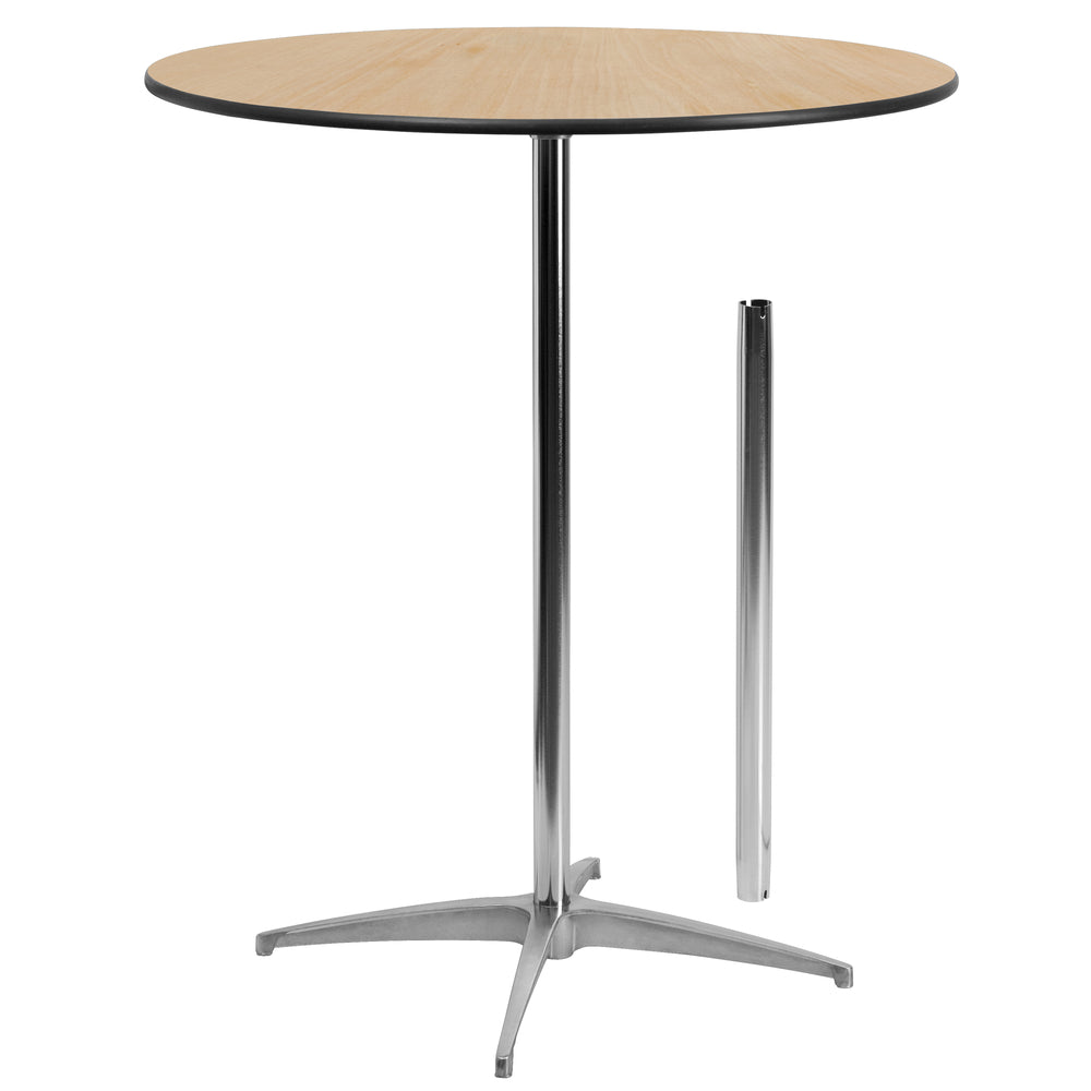 Image of Flash Furniture 36" Round Wood Cocktail Table with 30" & 42" Columns, Black