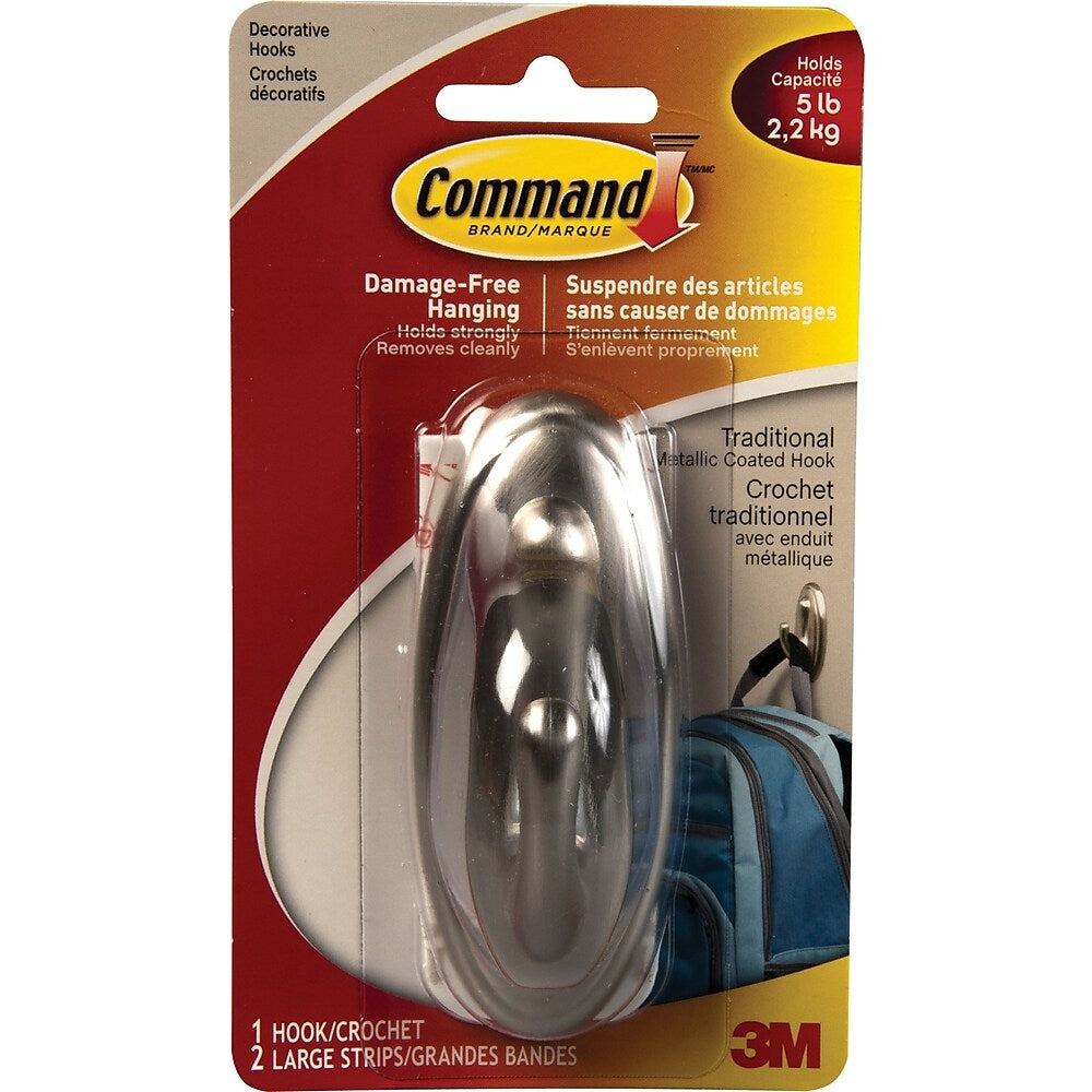 Image of Command Faux Metal Decorative Hook, Large, 5-lb. Capacity, Grey