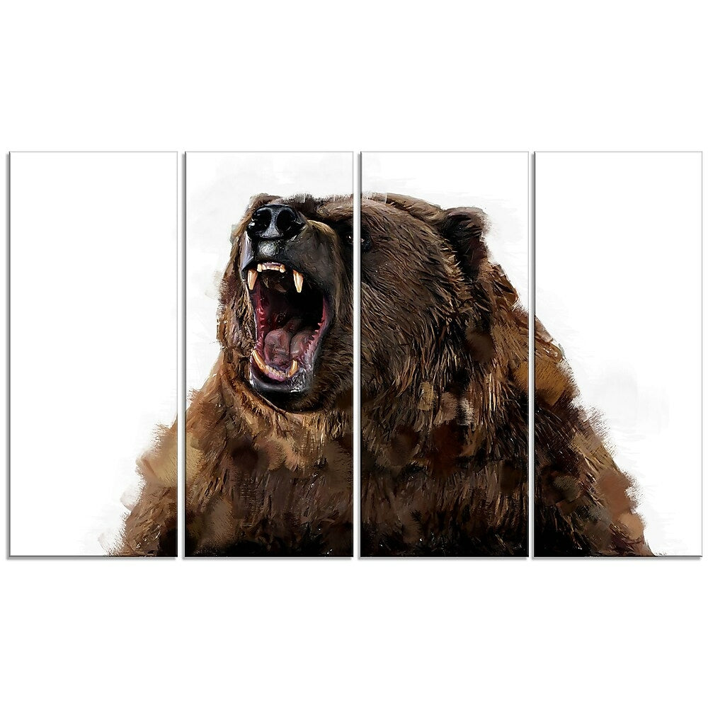 Image of Designart Fierce Grizzly Canvas Art Print, 5 Panels, (PT2345-271)