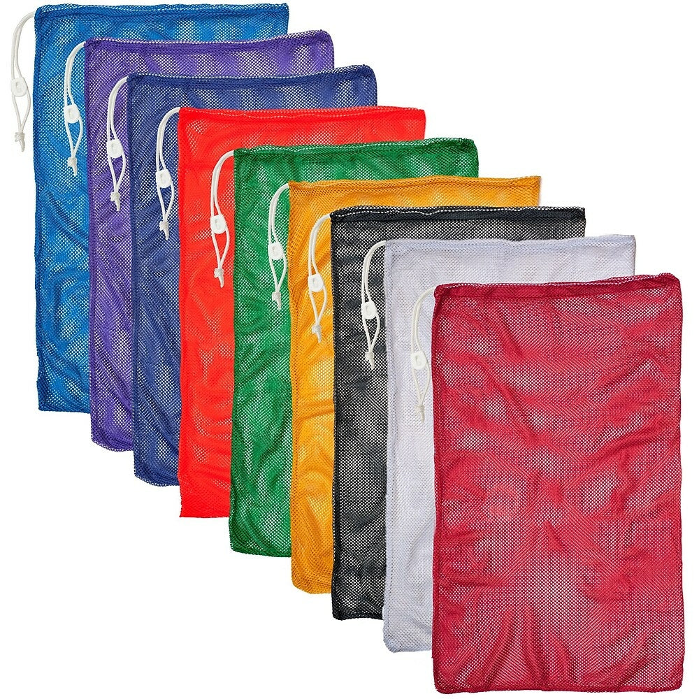 Image of Champion Sports Nylon-Mesh Equipment Bag, Assorted Colours, 6 Pack (CHSMB21SET)