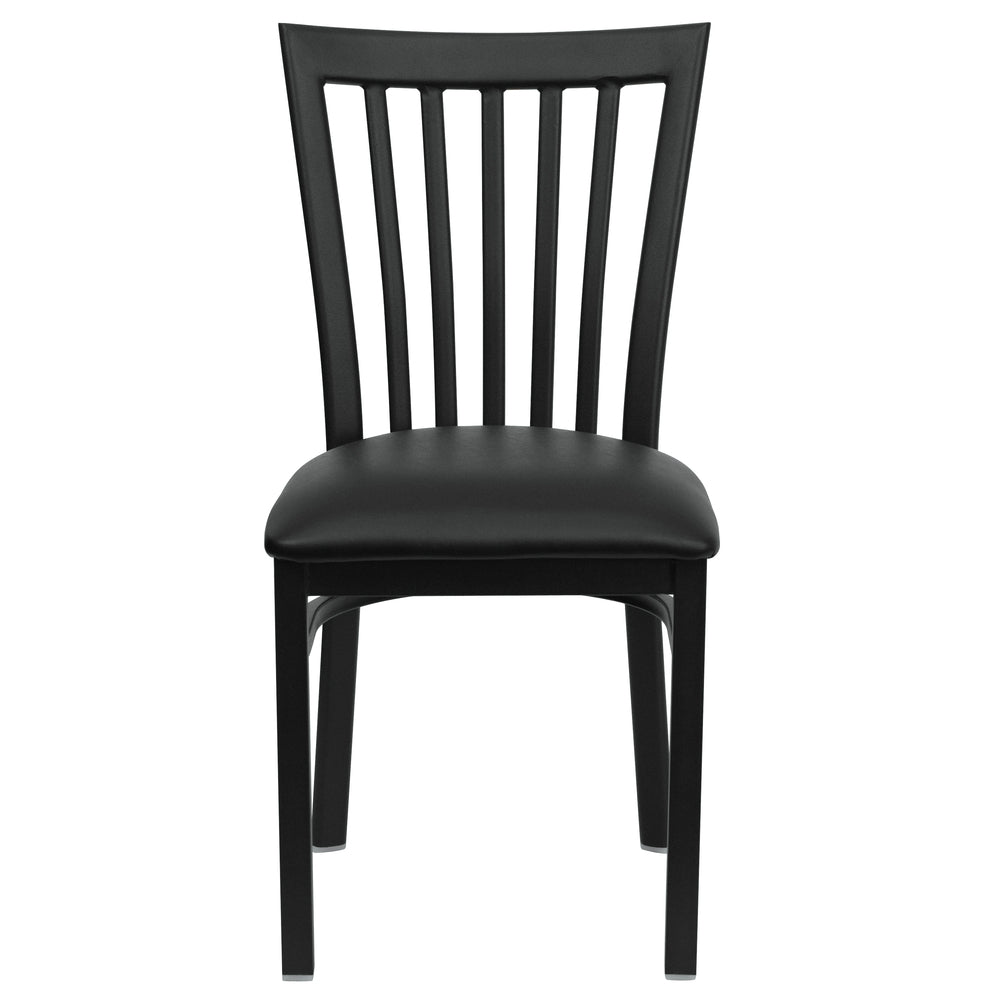 Image of Flash Furniture HERCULES Series Black School House Back Metal Restaurant Chair - Black Vinyl Seat - 2 Pack