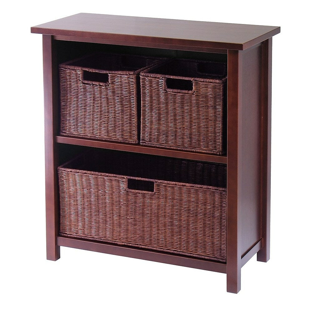 Image of Winsome Milan Cabinet/Shelf with 3 Baskets, Antique Walnut