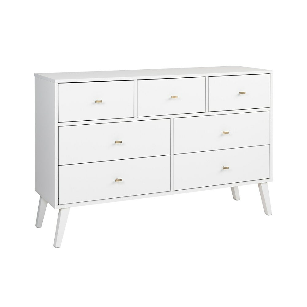 Prepac Milo Mid Century Modern 7 Drawer Dresser White Staples Ca