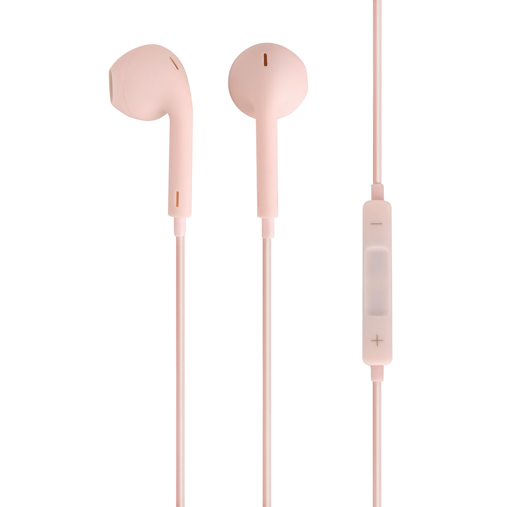 pink wired earphones