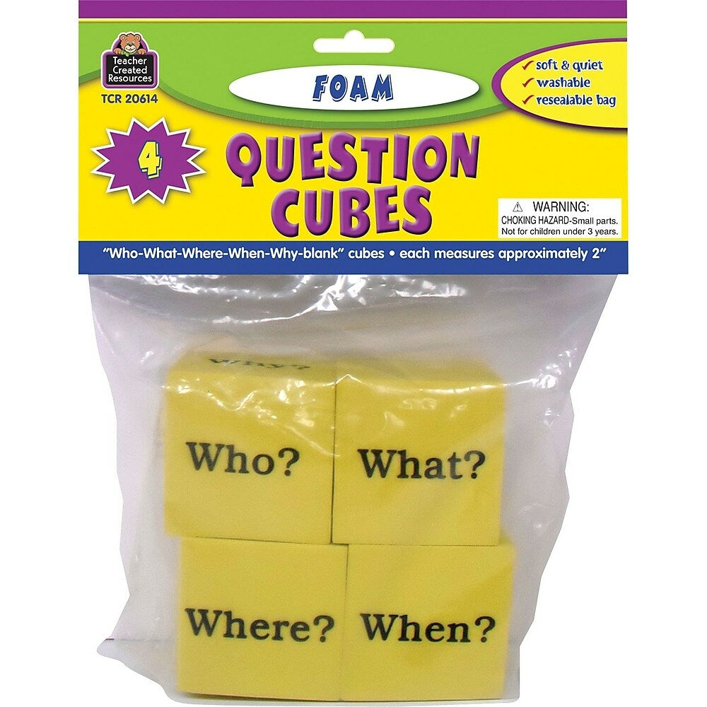 Image of Teacher Created Resources Foam Question Cubes, Grade Kindergarten+, 4 Pack (TCR20614)