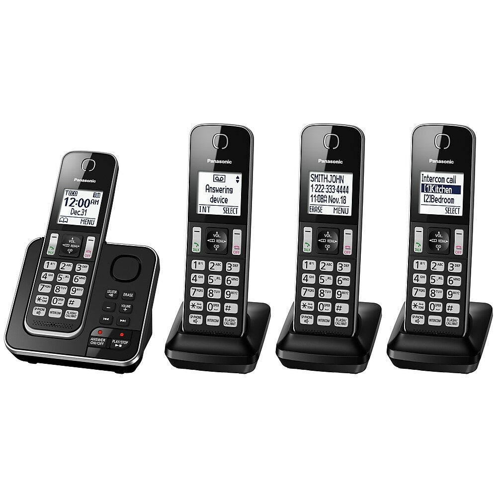 Image of Panasonic KXTGD394B 4-Handset Cordless Phone with Answering Machine