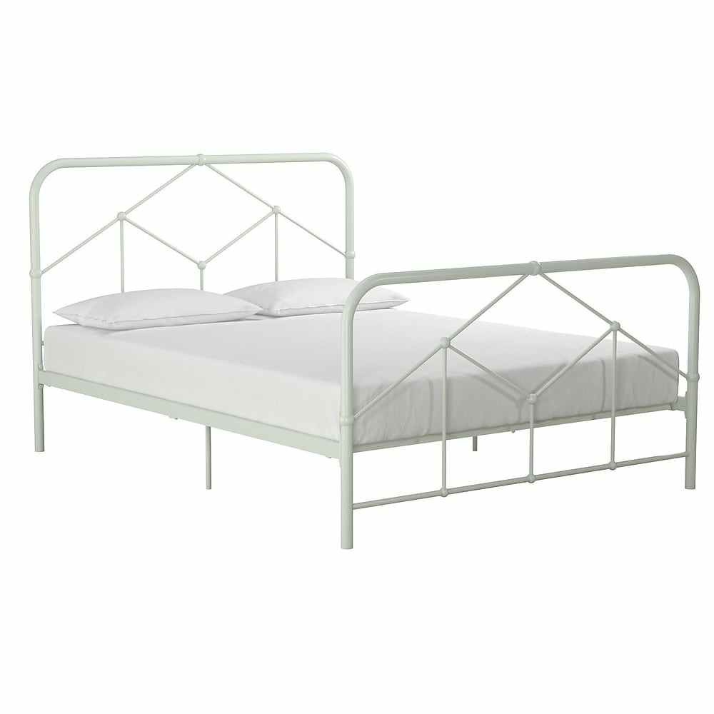 Image of Novogratz Francis Farmhouse Metal Bed, Full Bed Frame, Dusty Green