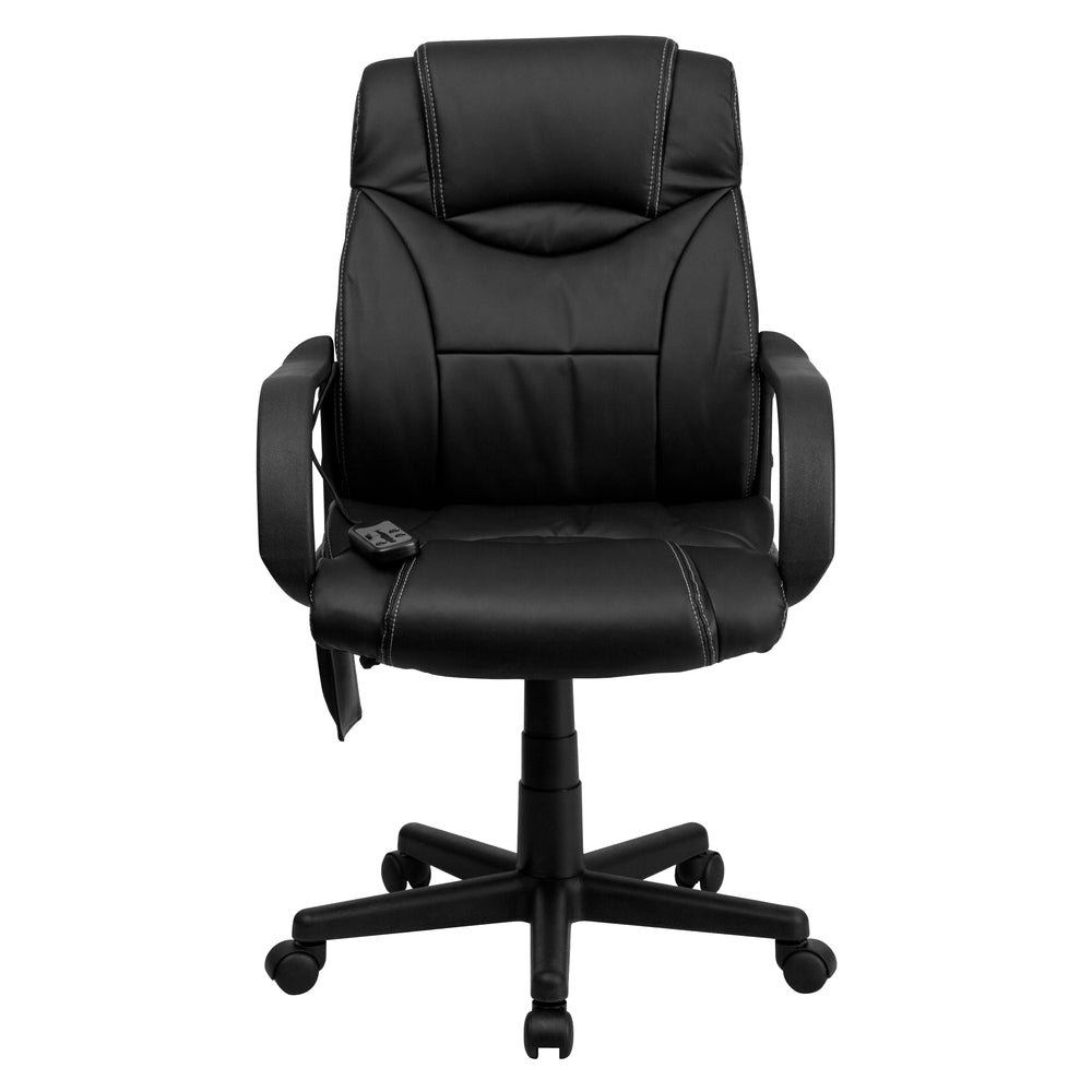 Image of Flash Furniture Mid-Back Massaging Black Leather Executive Chair with Arms