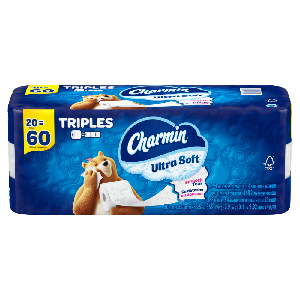 Image of Charmin Ultra Soft Toilet Paper - 168 Sheets Per Roll - 20 Triple Rolls, 20 Pack