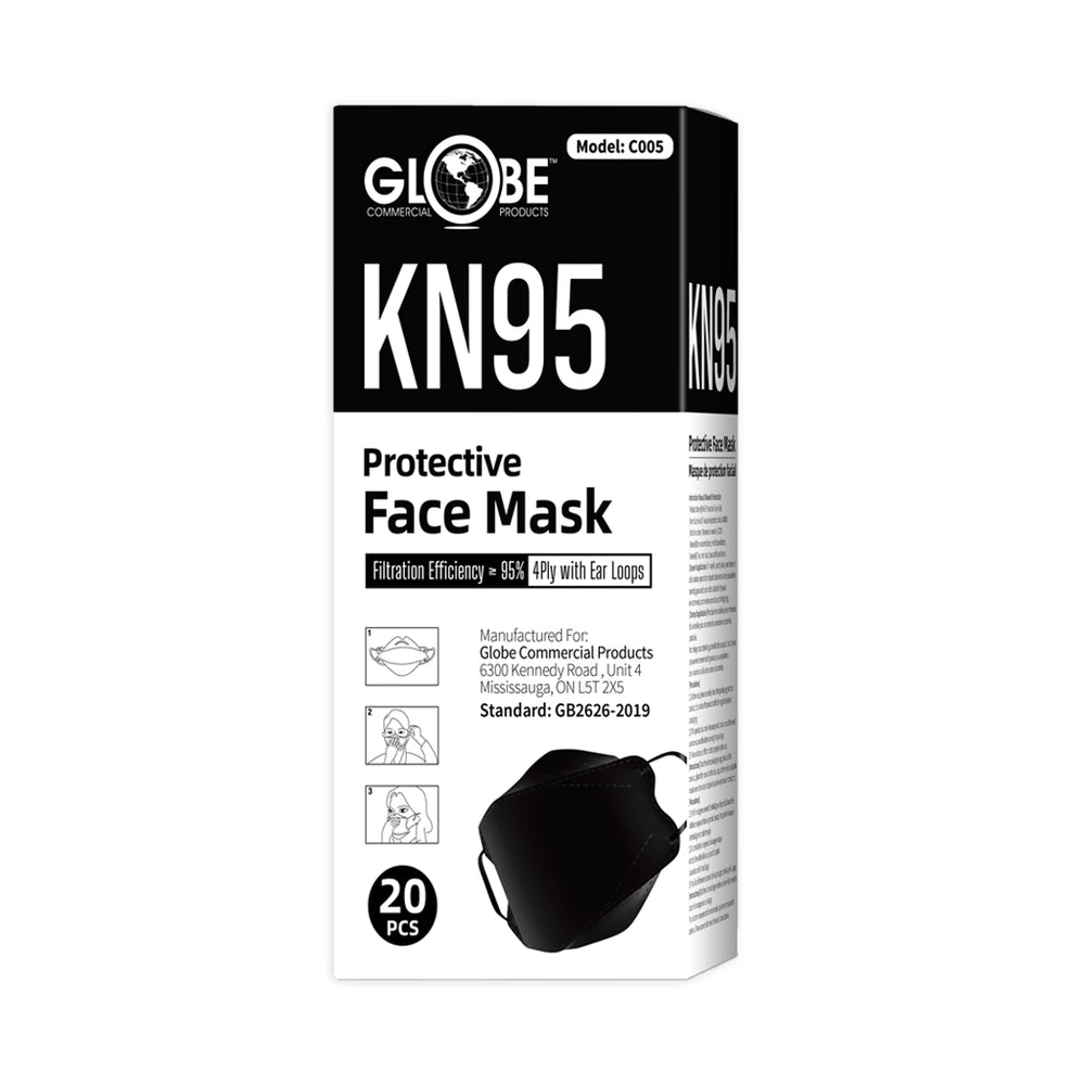 Image of Globe KN95 Formfitting Masks - Black - 20 Pack