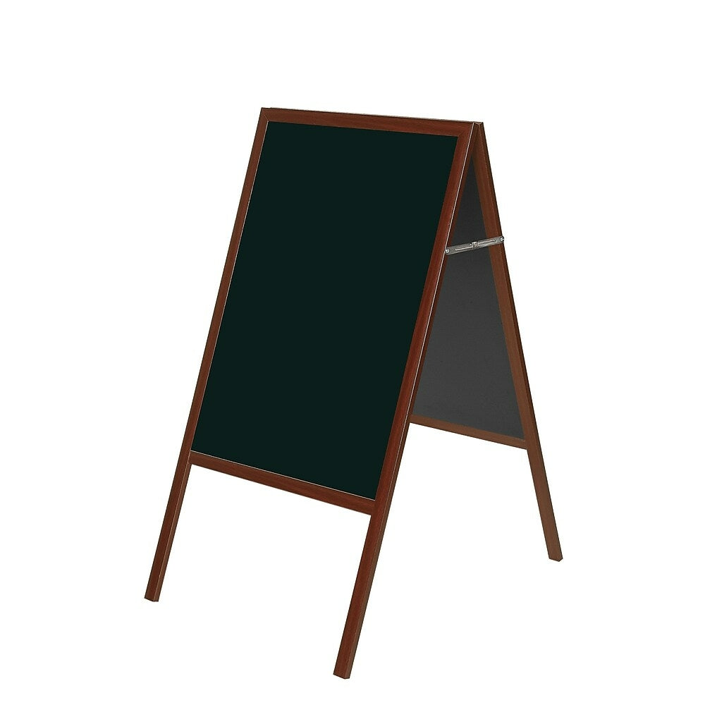 Image of MasterVision Magnetic Wet-Erase A-Frame Sign Board - 35" x 24" - Cherry Wood Frame