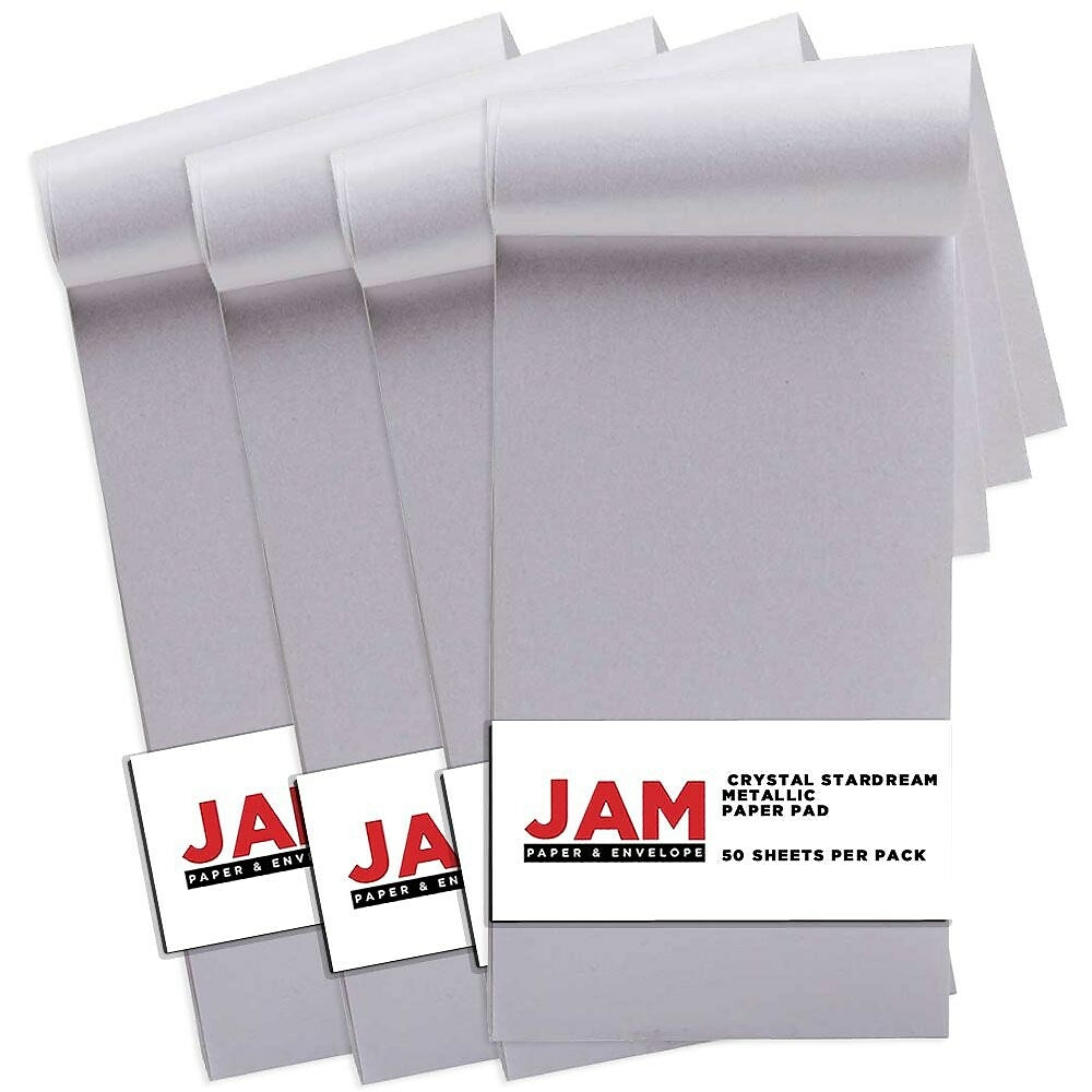 Image of JAM Paper Paper Pad, 3 x 6, Stardream Metallic Crystal White, 200 Pack (211628155g), 4 Pack