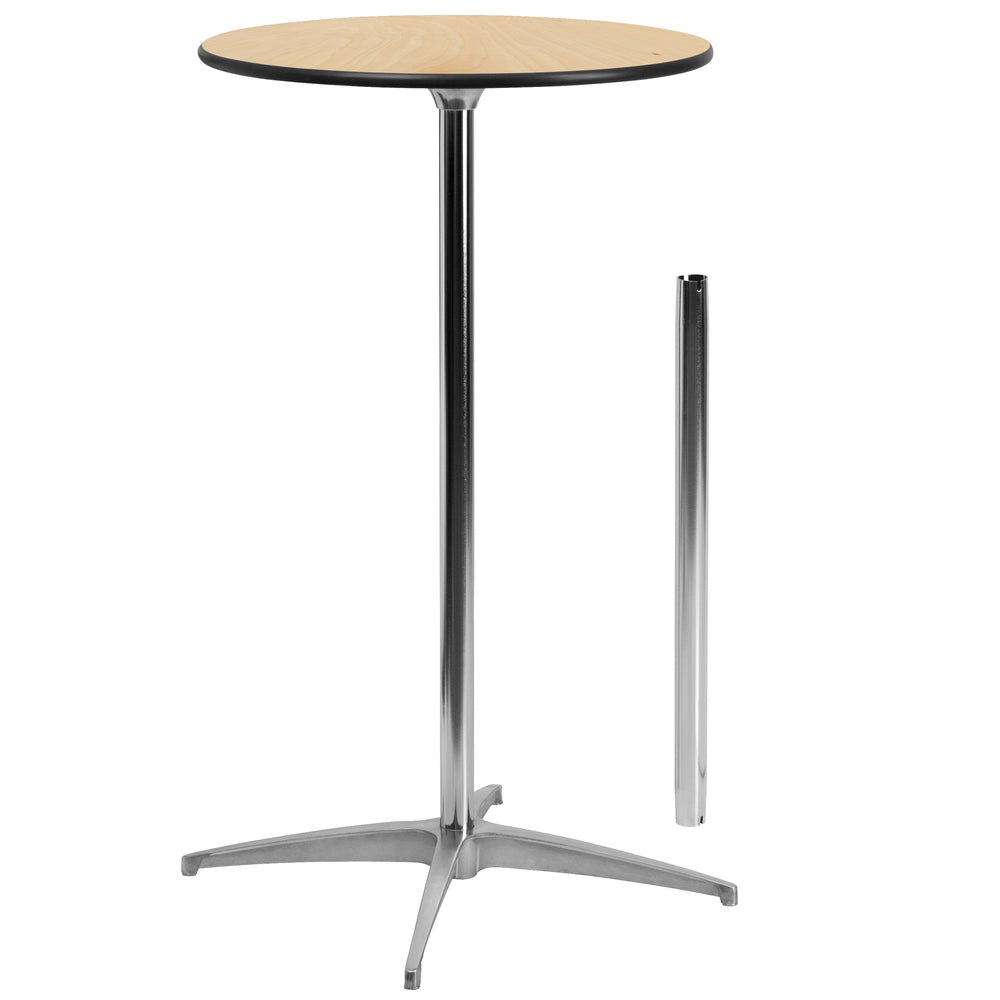 Image of Flash Furniture 24" Round Wood Cocktail Table with 30" & 42" Columns, Black