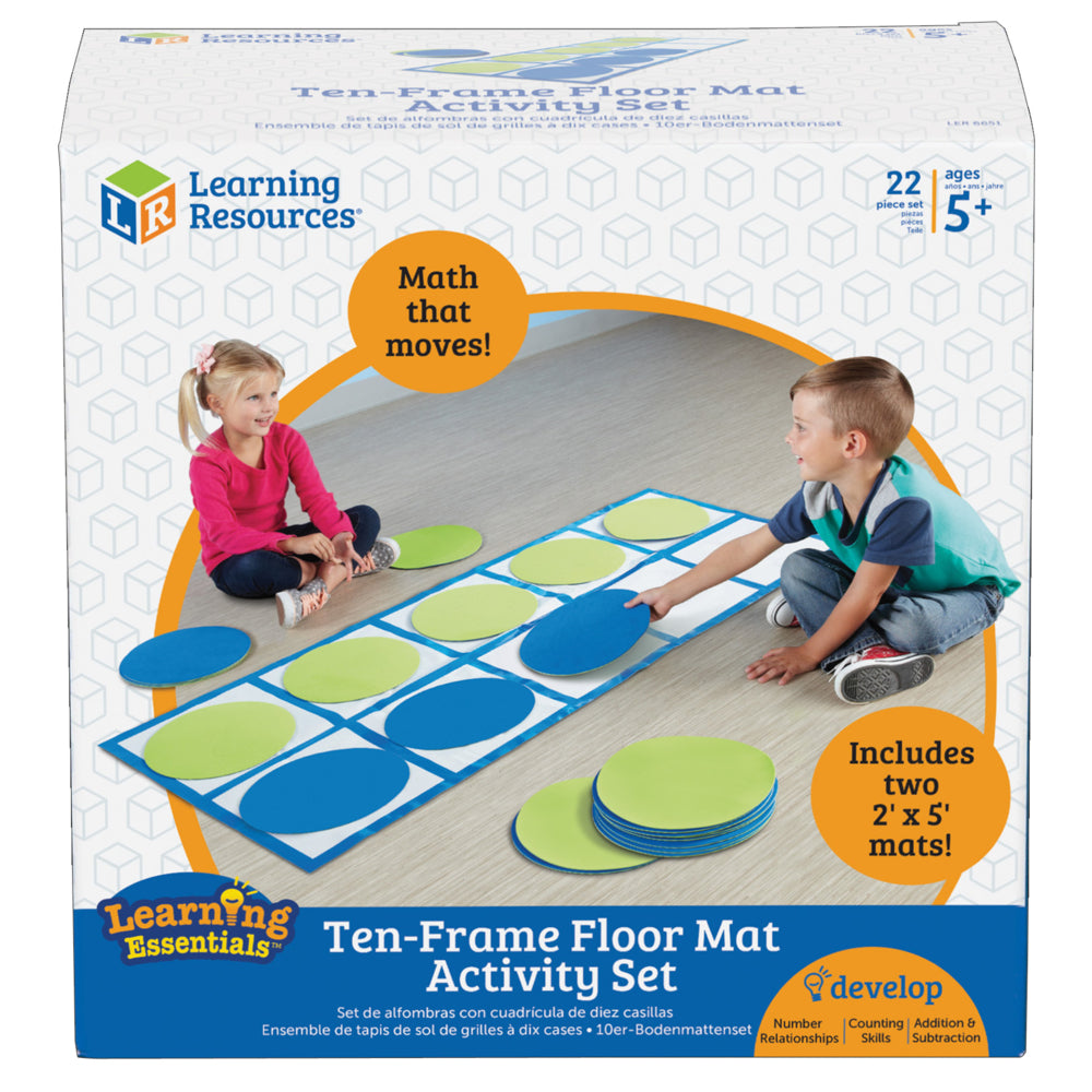 Image of Learning Resources Ten-Frame Floor Mat Set Activity Set - Multicolor